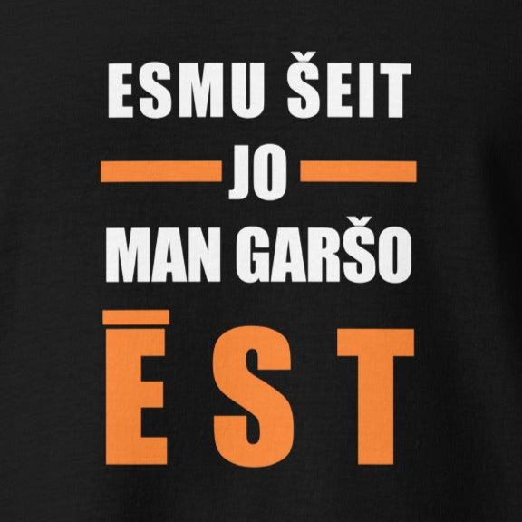 T-krekls Esmu šeit,jo man garšo ēst - Kreklu Bode